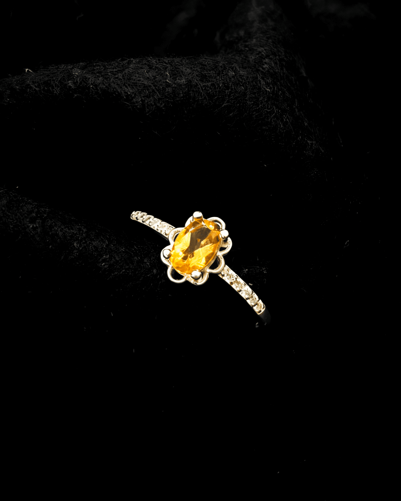 Golden Citrine Floral Ring